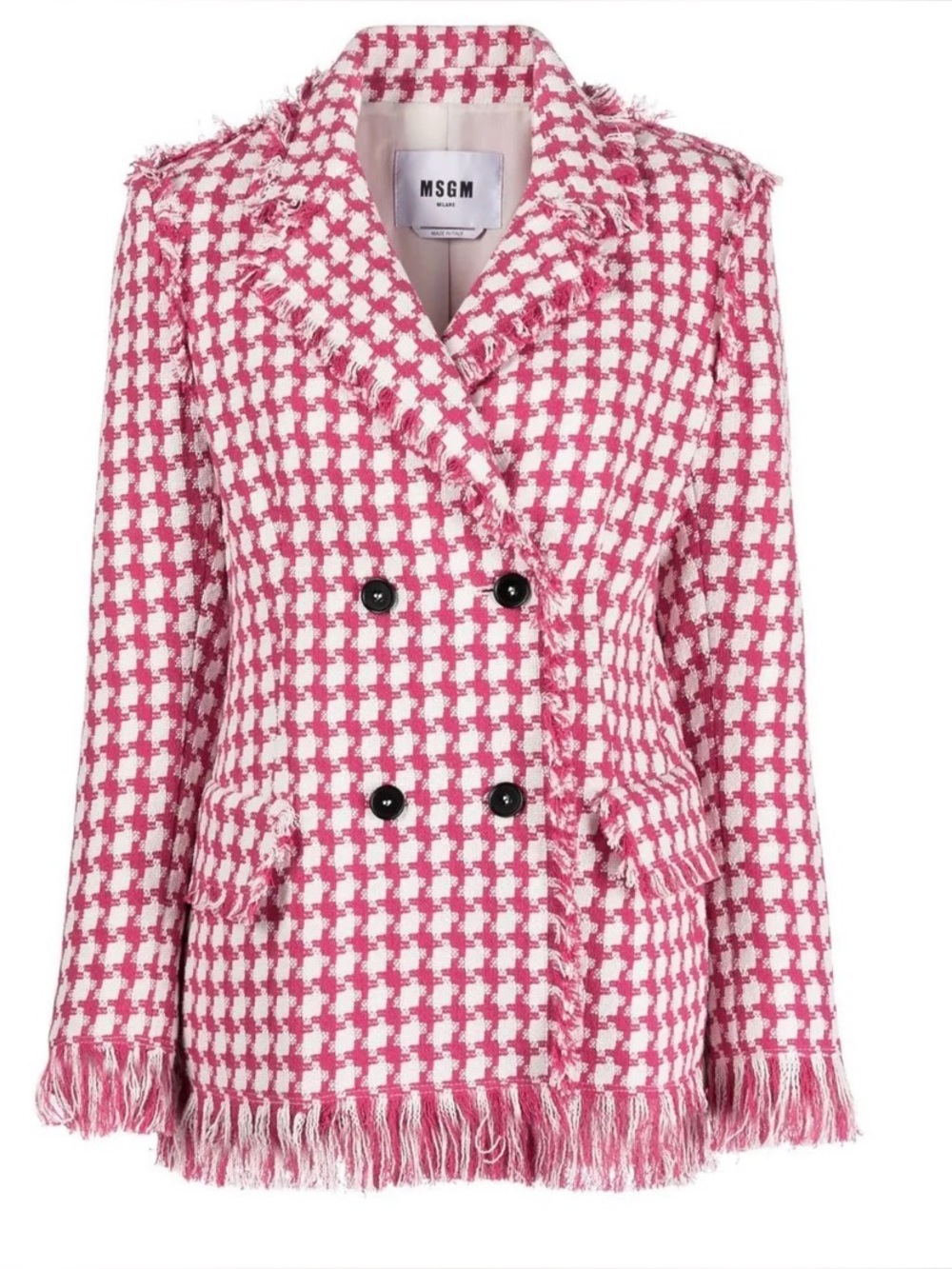 MSGM Pink & White Tweed Double Breasted Pant Suit. Size 38/2